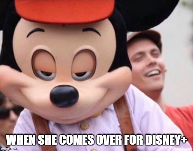 Disney+ | WHEN SHE COMES OVER FOR DISNEY+ | image tagged in disney,disneyplus | made w/ Imgflip meme maker