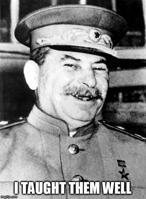 Stalin smile | I TAUGHT THEM WELL | image tagged in stalin smile | made w/ Imgflip meme maker