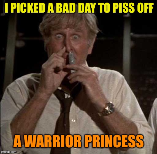 SniffingGlue | I PICKED A BAD DAY TO PISS OFF A WARRIOR PRINCESS | image tagged in sniffingglue | made w/ Imgflip meme maker