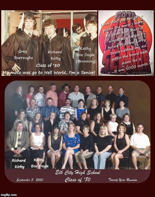 Blast from the past...
Whoops, I think I spelled Gregs name wrong earlier; 
one of them's right anyway, lol
givemhellkathy.com | image tagged in blast,past,high school | made w/ Imgflip meme maker