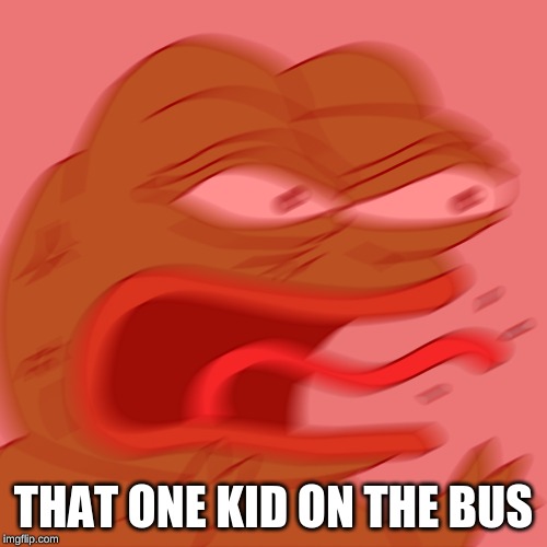 Rage Pepe | THAT ONE KID ON THE BUS | image tagged in rage pepe | made w/ Imgflip meme maker