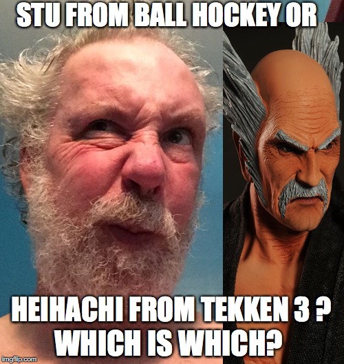 STU FROM BALL HOCKEY OR; HEIHACHI FROM TEKKEN 3 ? WHICH IS WHICH? | image tagged in video game | made w/ Imgflip meme maker