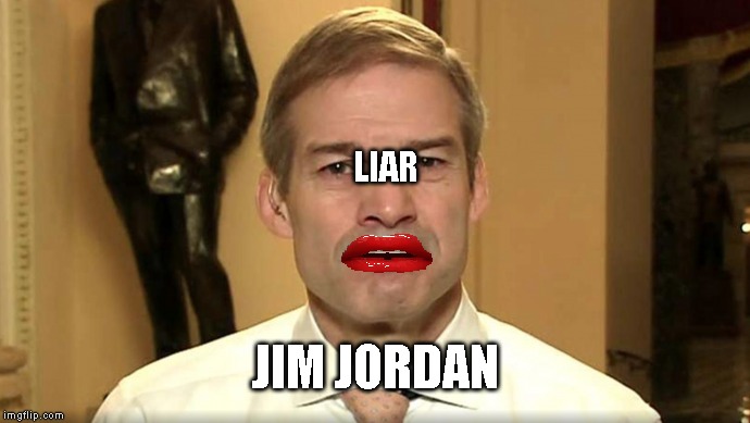 Lies, Nothing But Lies - Lipstick on a Pig | LIAR; JIM JORDAN | image tagged in liar,corrupt,impeach trump,impeach,impeachment,trump impeachment | made w/ Imgflip meme maker