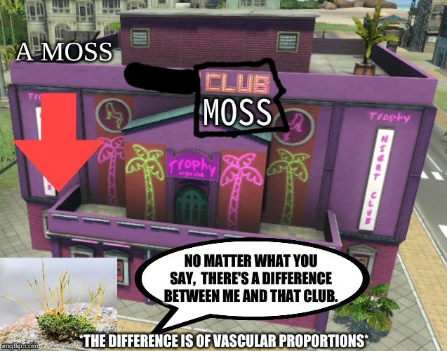Join Club Moss! | *THE DIFFERENCE IS OF VASCULAR PROPORTIONS* | image tagged in food | made w/ Imgflip meme maker
