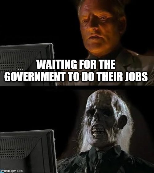 WaitingNazi | WAITING FOR THE GOVERNMENT TO DO THEIR JOBS | image tagged in waitingnazi | made w/ Imgflip meme maker