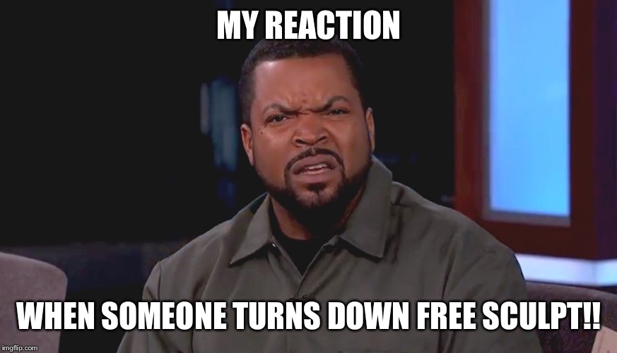 Really? Ice Cube | MY REACTION; WHEN SOMEONE TURNS DOWN FREE SCULPT!! | image tagged in really ice cube | made w/ Imgflip meme maker