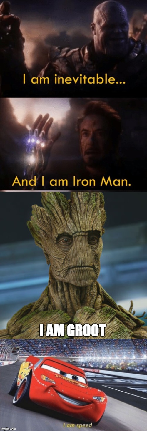 I AM GROOT | image tagged in i am groot,i am speed,i am iron man | made w/ Imgflip meme maker