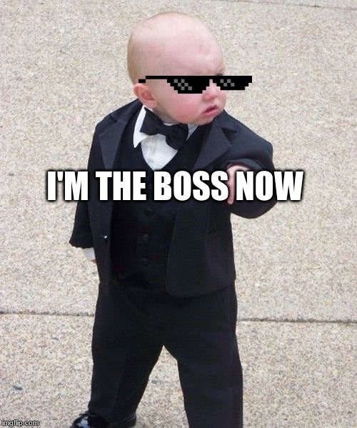 Baby Godfather Meme | I'M THE BOSS NOW | image tagged in memes,baby godfather | made w/ Imgflip meme maker