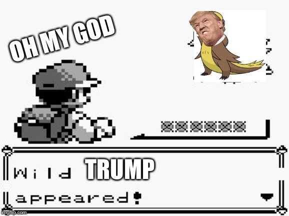 pokemon appears | OH MY GOD; TRUMP | image tagged in pokemon appears | made w/ Imgflip meme maker
