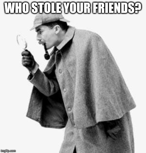 detective | WHO STOLE YOUR FRIENDS? | image tagged in detective | made w/ Imgflip meme maker
