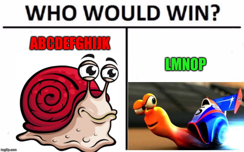 Who Would Win? Meme | ABCDEFGHIJK; LMNOP | image tagged in memes,who would win | made w/ Imgflip meme maker