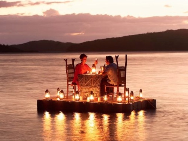 High Quality Romantic lake dinner Blank Meme Template