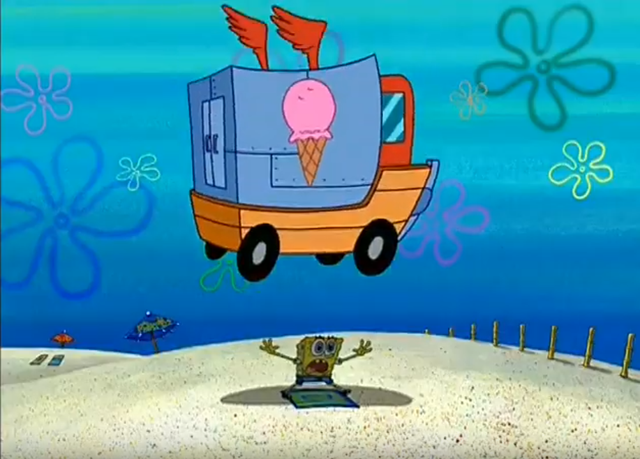 Spongebob flying icecream truck Blank Meme Template