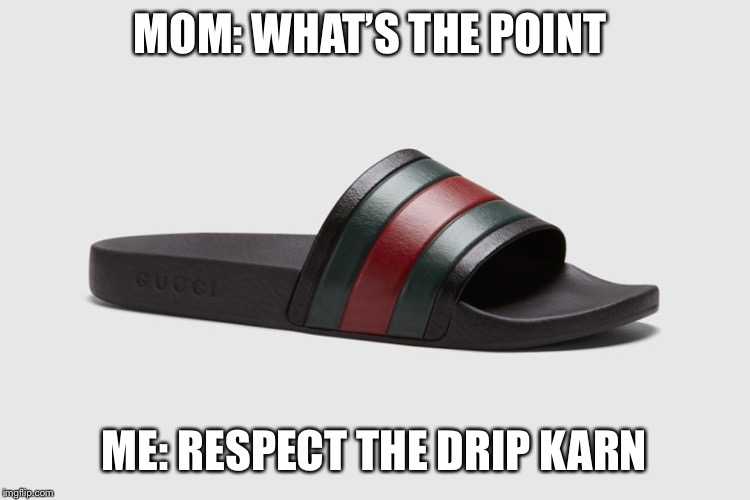 gucci | MOM: WHAT’S THE POINT; ME: RESPECT THE DRIP KAREN | image tagged in gucci | made w/ Imgflip meme maker