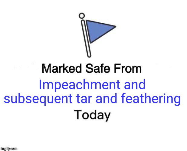 Marked Safe From Meme | Impeachment and subsequent tar and feathering | image tagged in memes,marked safe from | made w/ Imgflip meme maker