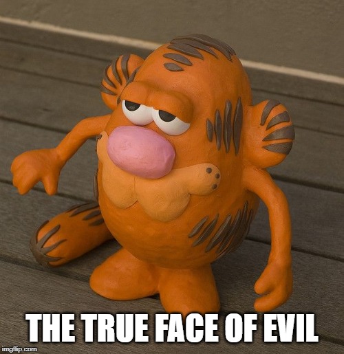 THE TRUE FACE OF EVIL | image tagged in garfield | made w/ Imgflip meme maker