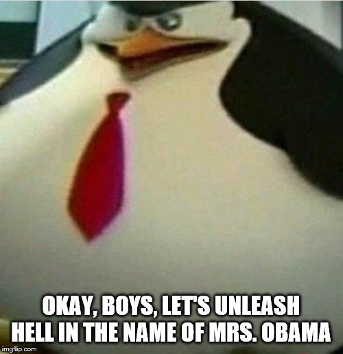 Thicc Skipper | OKAY, BOYS, LET'S UNLEASH HELL IN THE NAME OF MRS. OBAMA | image tagged in thicc skipper | made w/ Imgflip meme maker