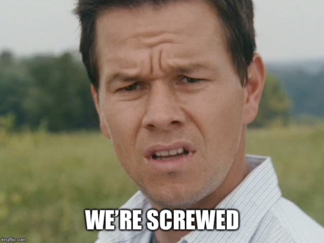 why Wahlberg | WE’RE SCREWED | image tagged in why wahlberg | made w/ Imgflip meme maker