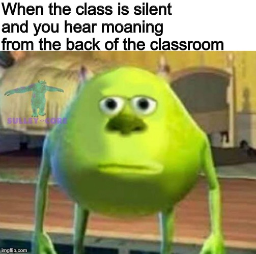Monsters Inc | When the class is silent and you hear moaning from the back of the classroom | image tagged in monsters inc | made w/ Imgflip meme maker