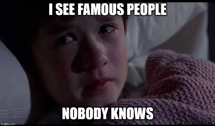 I See Famous People | I SEE FAMOUS PEOPLE; NOBODY KNOWS | image tagged in i see famous people | made w/ Imgflip meme maker