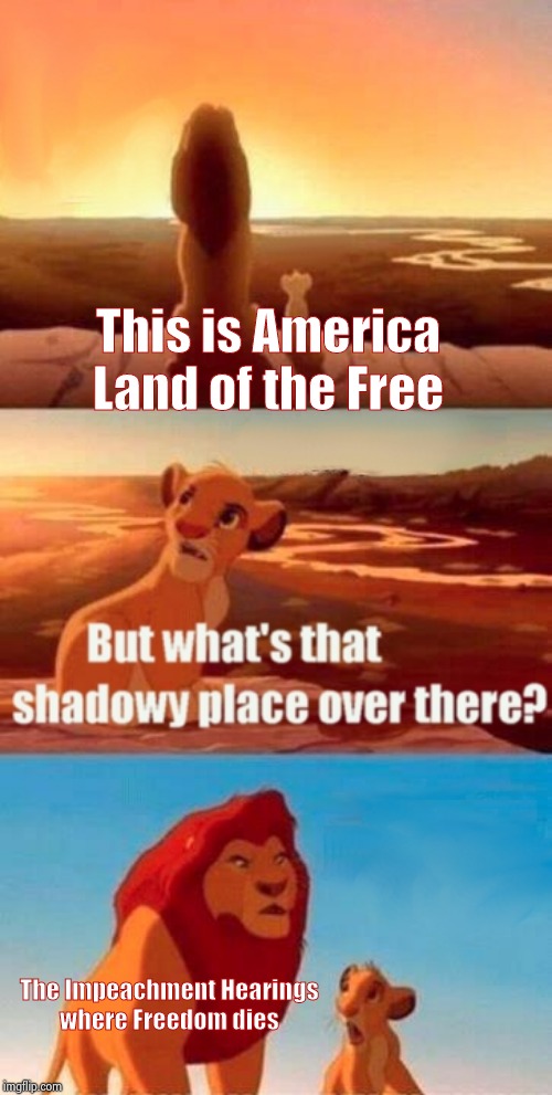 "Republicans are not recognized here" - Adam Schiff | This is America
Land of the Free; The Impeachment Hearings

where Freedom dies | image tagged in memes,simba shadowy place,communism,putin cheers,adam schiff,putin's puppet | made w/ Imgflip meme maker