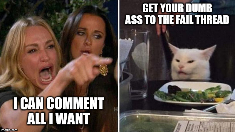 GET YOUR DUMB ASS TO THE FAIL THREAD; I CAN COMMENT ALL I WANT | made w/ Imgflip meme maker