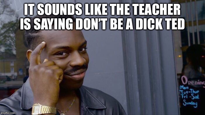 Roll Safe Think About It Meme | IT SOUNDS LIKE THE TEACHER IS SAYING DON’T BE A DICK TED | image tagged in memes,roll safe think about it | made w/ Imgflip meme maker