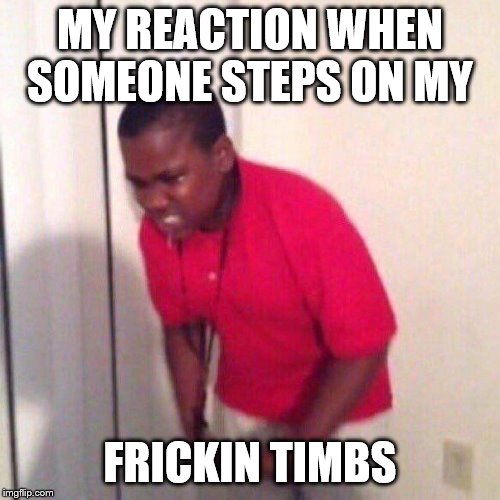 MY REACTION WHEN SOMEONE STEPS ON MY; FRICKIN TIMBS | image tagged in new york | made w/ Imgflip meme maker