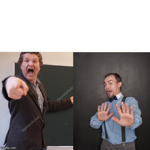 High Quality Yelling and scared teacher Blank Meme Template