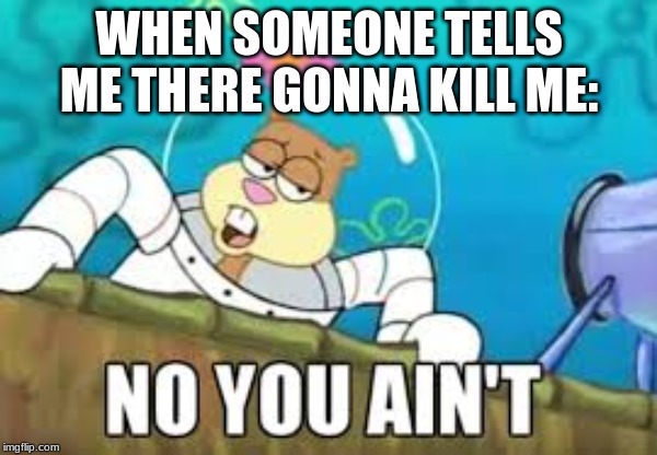 WHEN SOMEONE TELLS ME THERE GONNA KILL ME: | image tagged in spongebob | made w/ Imgflip meme maker