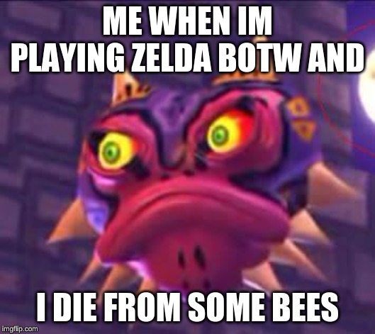 Zelda Majora | ME WHEN IM PLAYING ZELDA BOTW AND; I DIE FROM SOME BEES | image tagged in zelda majora | made w/ Imgflip meme maker