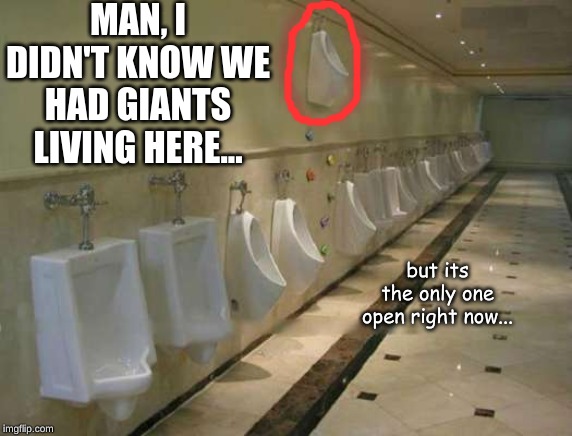people are mean | MAN, I DIDN'T KNOW WE HAD GIANTS LIVING HERE... but its the only one open right now... | image tagged in toilet,giant,meme | made w/ Imgflip meme maker