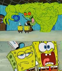 Scared Spongebob and Boomer spongebob Blank Meme Template