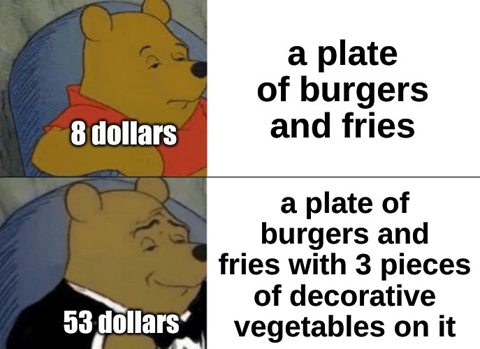 a plate of burgers and fries with 3 pieces of decorative vegetables on it | image tagged in memes,thug life | made w/ Imgflip meme maker