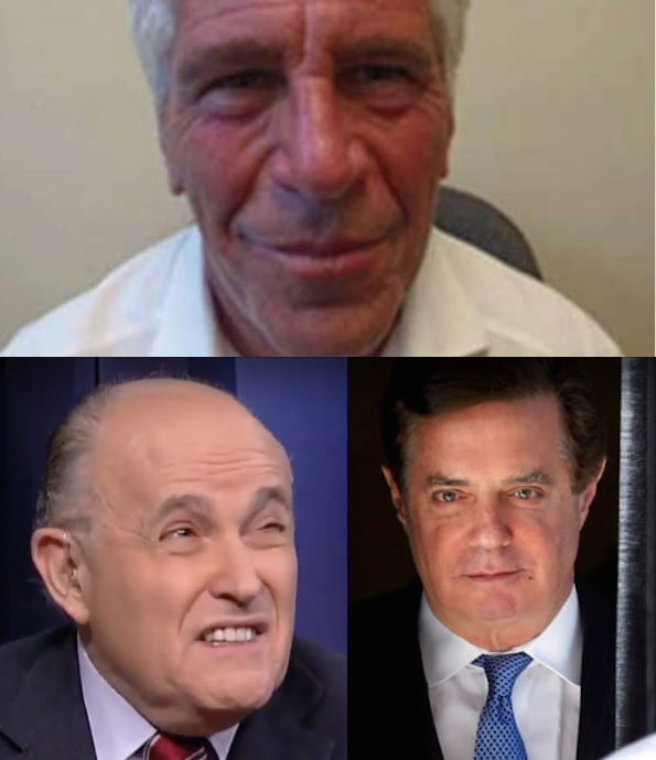 High Quality PREDICTION Giuliani Manafort DEAD Epstein watching over Blank Meme Template