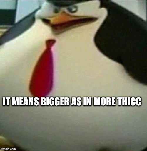 Thicc Skipper | IT MEANS BIGGER AS IN MORE THICC | image tagged in thicc skipper | made w/ Imgflip meme maker