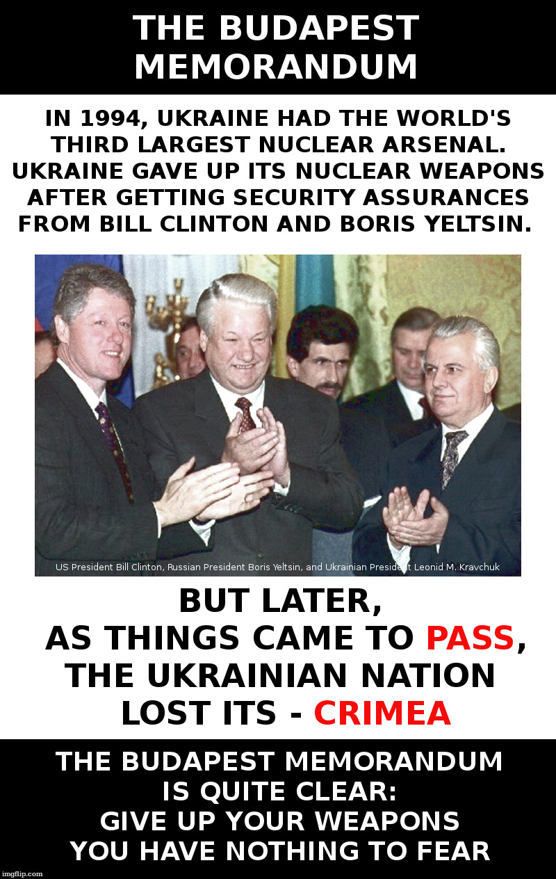 The Budapest Memorandum | image tagged in bill clinton,boris,ukraine,russia,gun control | made w/ Imgflip meme maker