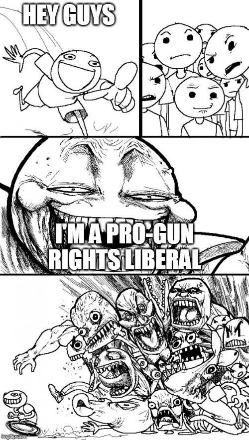 Pro-Gun Rights Left-Winger | HEY GUYS; I'M A PRO-GUN RIGHTS LIBERAL | image tagged in memes,hey internet,gun rights,gun-rights,left wing,liberal | made w/ Imgflip meme maker