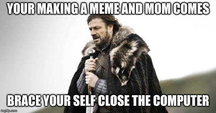 Winter Is Coming | YOUR MAKING A MEME AND MOM COMES; BRACE YOUR SELF CLOSE THE COMPUTER | image tagged in winter is coming | made w/ Imgflip meme maker