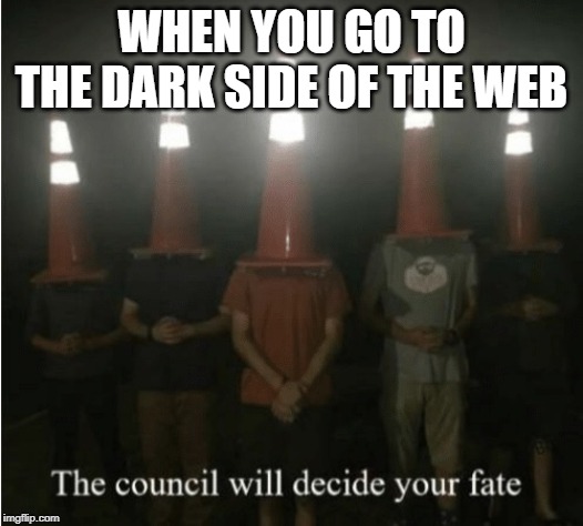 The council will decide your fate | WHEN YOU GO TO THE DARK SIDE OF THE WEB | image tagged in the council will decide your fate | made w/ Imgflip meme maker