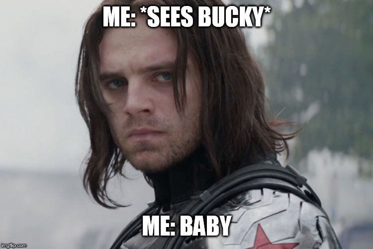 ME: *SEES BUCKY*; ME: BABY | image tagged in marvel cinematic universe | made w/ Imgflip meme maker
