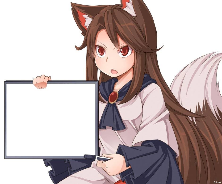 High Quality Anime kitsune fox girl nekomimi whiteboard Blank Meme Template