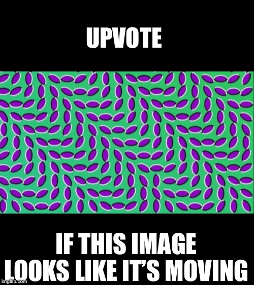 My new and improved way of begging for upvotes | UPVOTE; IF THIS IMAGE LOOKS LIKE IT’S MOVING | image tagged in illusion,begging for upvotes | made w/ Imgflip meme maker