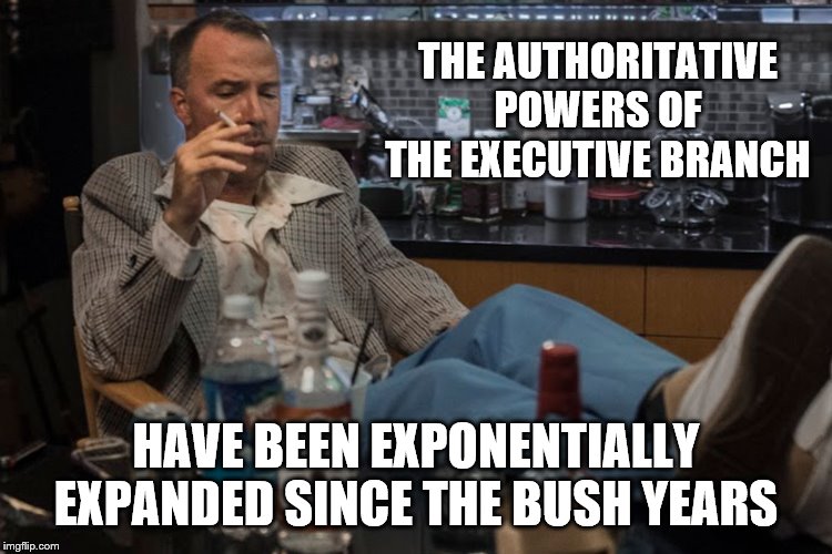 THE AUTHORITATIVE POWERS OF THE EXECUTIVE BRANCH HAVE BEEN EXPONENTIALLY EXPANDED SINCE THE BUSH YEARS | made w/ Imgflip meme maker