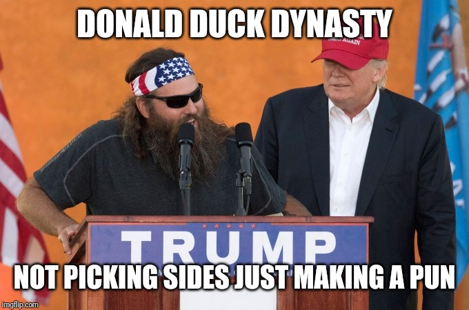 Duck Dynasty Donald Trump | DONALD DUCK DYNASTY; NOT PICKING SIDES JUST MAKING A PUN | image tagged in duck dynasty donald trump | made w/ Imgflip meme maker