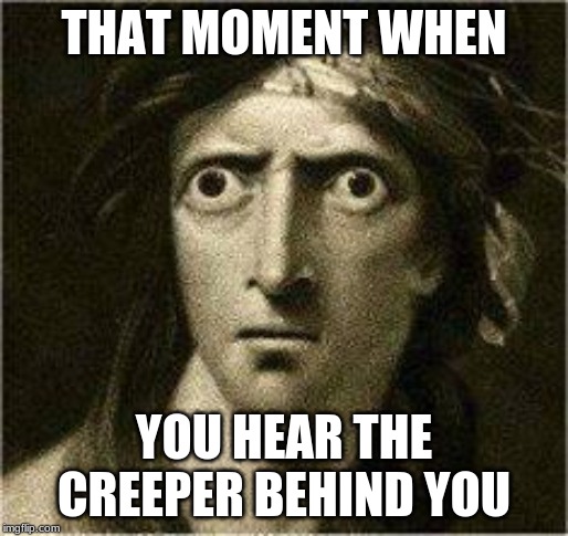 that moment when | THAT MOMENT WHEN; YOU HEAR THE CREEPER BEHIND YOU | image tagged in that moment when | made w/ Imgflip meme maker