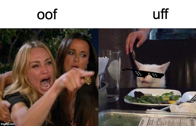 Woman Yelling At Cat | oof; uff | image tagged in memes,woman yelling at cat | made w/ Imgflip meme maker