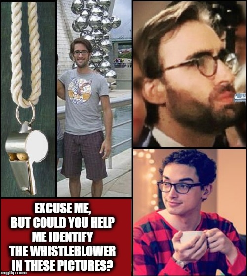 EXCUSE ME, BUT COULD YOU HELP ME IDENTIFY THE WHISTLEBLOWER IN THESE PICTURES? | made w/ Imgflip meme maker