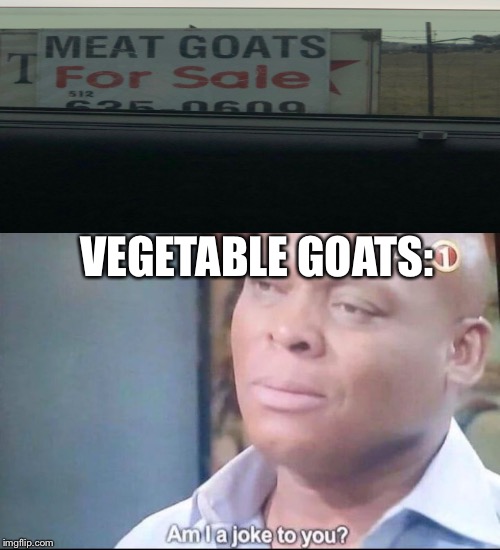 Goatists | VEGETABLE GOATS: | image tagged in am i a joke to you | made w/ Imgflip meme maker