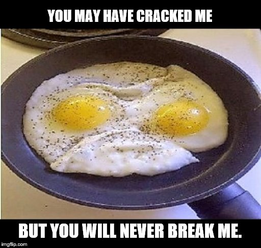 YOU MAY HAVE CRACKED ME BUT YOU WILL NEVER BREAK ME. | made w/ Imgflip meme maker